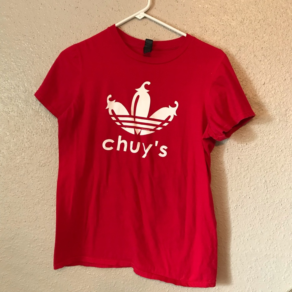 Chuy’s T shirt with Jalapeño Adidas logo